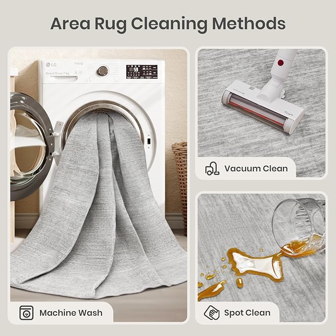 Valenrug 3x5 Area Rug Non Slip, Washable Entryway Rug for Bedroom Grey | Soft Low Pile, Thin & Lighweight Carpet, Folable Stain Resistant Modern Indoor Floor Mat for Living Room,Kitchen, Home Decor