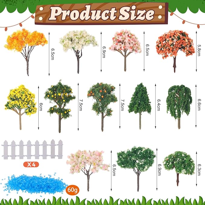 87 PCS Miniature Fairy Garden Accessories Kit with Moss & Trees Micro Landscape Ornament Village Set Resin Animal Figurines for Terrarium Bonsai Succulent Dollhouse Decor