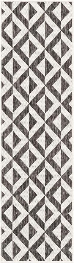 Jill Zarin Jill Zarin Outdoor Collection Area Rug - Napa (2' x 7' 1" Runner Charcoal Gray/Ivory)