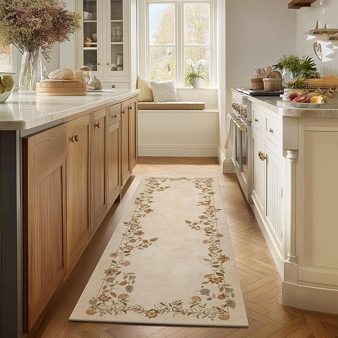 2x6 Washable Runner Rugs for Entryway: Kitchen Rugs Non Slip Stain Resistant Low Pile Soft Indoor Living Room Floor Carpet Runners for Hallways Bedroom Kitchen Laundry Room Farmhouse Indoor