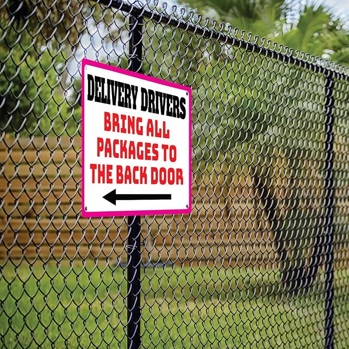 Custom Metal Sign for Outdoor and Indoor made from weatherproof non rusting aluminum. Full Color, UV Ink lasts years. Customized No Trespassing Signs, Personalized Delivery Signs for home or office. 8" x 8" - by ATX CUSTOM SIGNS