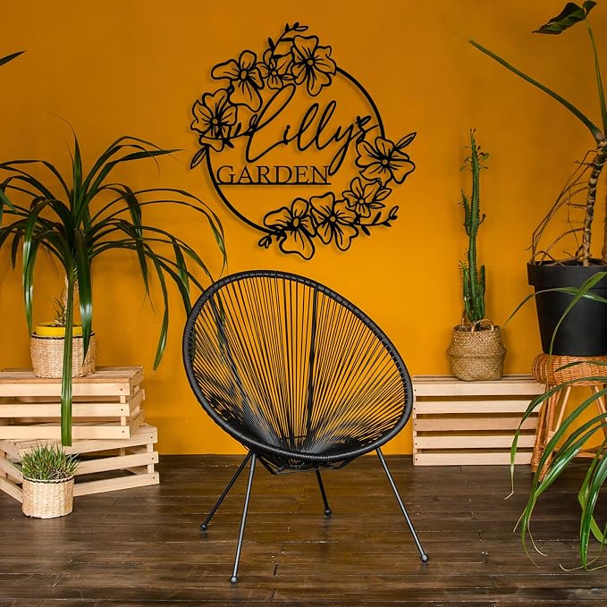 Your Name Metal Hanging Garden Sign, Flower Design Garden Art, Custom Garden Wall Art, Personalized Gift, Outdoor Custom Decor, Gardening Sign, Custom Name Sign, Unique Yard Art