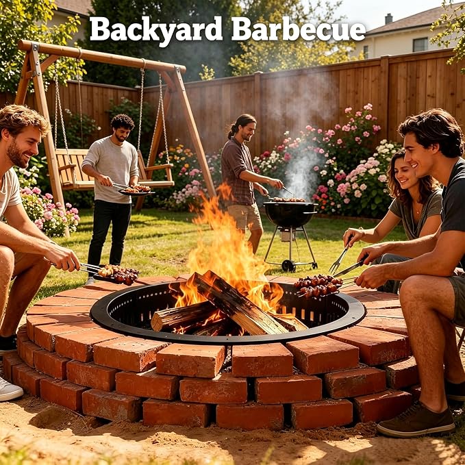 Fire Pit Ring, Smokeless Firepit Ring Insert Liner, Heavy Duty Anti-Rust Metal Fire Ring for Outdoor Patio Backyard Camping, Above or In-Ground DIY Fire Pits (36 in)