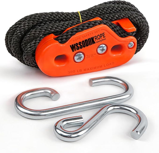 Heavy Duty Rope Fastening Device - 3/8 Inch, Easily Lift Heavy Objects and Hang Them securely, Self-Locking Alternative to Traditional Tie Down Straps (Orange 1-Pack)