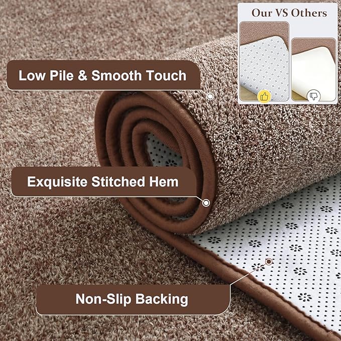 Keeko 5x8 Area Rugs for Living Room,Soft Washable Memory Foam Bedroom Rug | Indoor Throw Rug Low Pile Minimalist Non Slip Carpet for Kids Nursery Classroom Dorm Room Home Decor Brown and White
