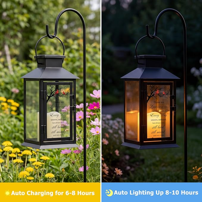 Solar Memorial Lantern Outdoor Waterproof, Sympathy Gifts for Loss of Loved One Mom Dad, Remembrance Grief Gift for Loss, in Memory of Loved One Gifts