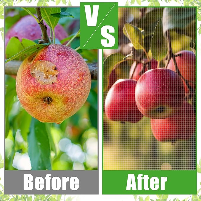 2 Pcs 15 x 15 ft Large Fruit Tree Netting for Protecting Fruit from Squirrels Birds Bug Deer & Rat Garden Mesh Netting with Zipper and Drawstring for Blueberry Peach Apple Garden Bushes