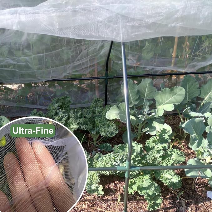 Garden Netting for Raised Beds, 10 ft x 33 ft Ultra Fine Mesh Mosquito Net Pest Barrier Bird Bug Insect Netting for Garden Greenhouse, Plant Row Cover for Protect Vegetables Fruits Flowers Trees