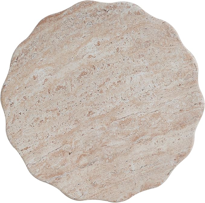 Christopher Knight Home Jaym 18.00" H Indoor Outdoor Accent Side Table, Patio Decorative End Table, Wave Cylinder Lightweight Concrete Garden Stool for Patio Balcony & Garden Decor, Travertine