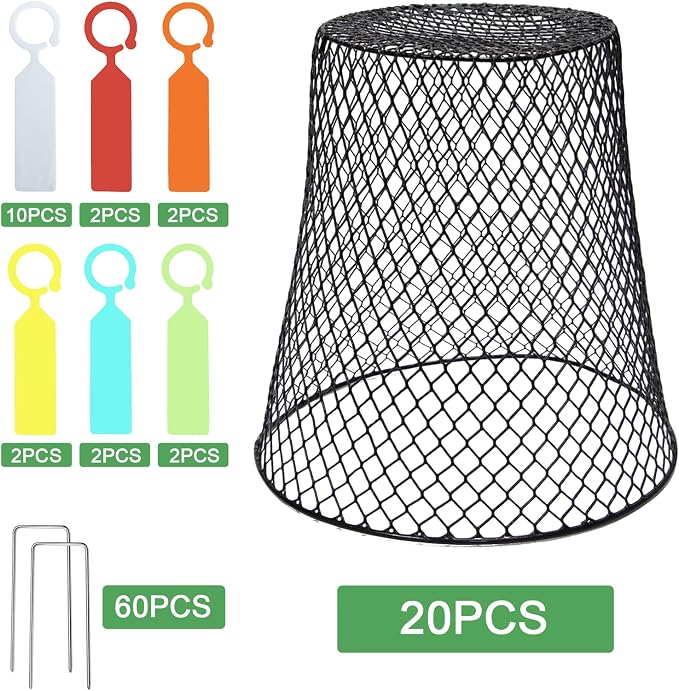 20 Pcs 9"×9" (Multiple Sizes/Quantities Available) Chicken Wire Plant Protectors from Animals, Plant Cage Garden Cloche to Protect Plants Vegetables from Rabbits Squirrels Chicken