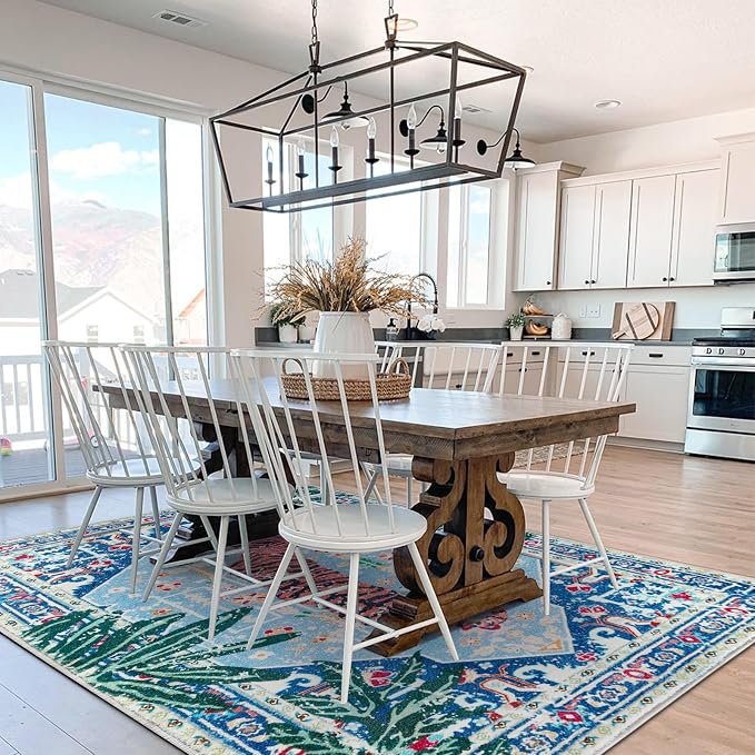 Vintage Rugs Boho Abstract Tropical Jungle Leopard 4x6 Area Rugs Accent Oriental Carpet for Bedroom Kitchen Dining Living Room Modern Indoor Entry Entrance Floor Rug Washable