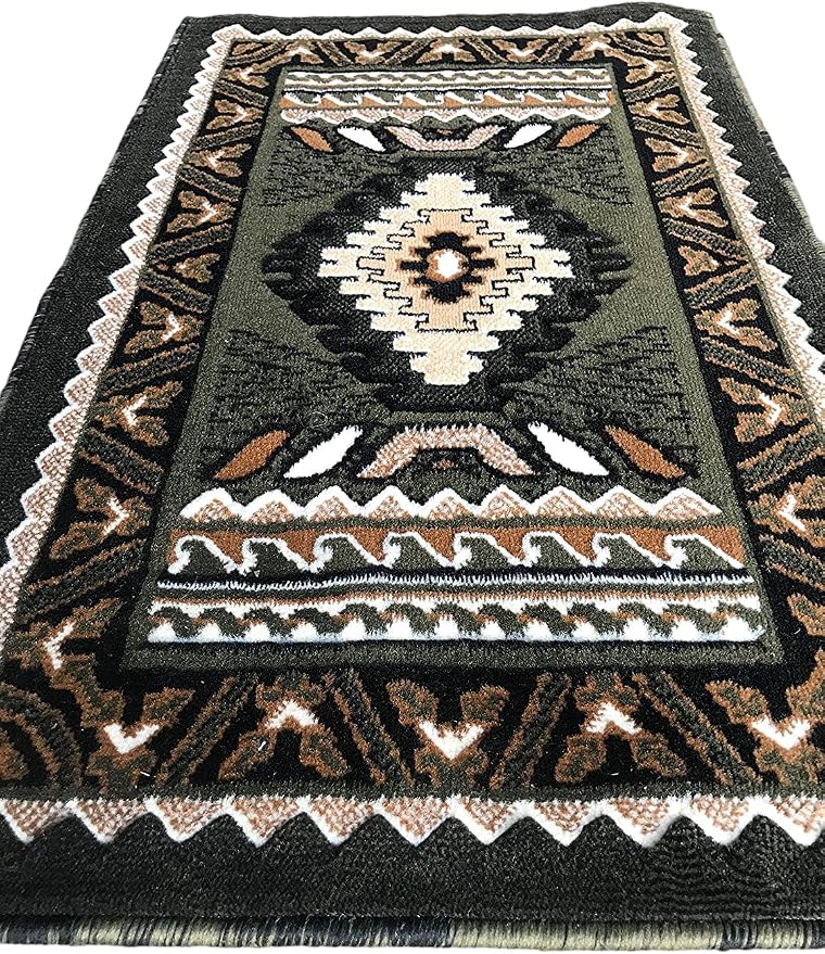 YHSF South West Native American Area Tribal Rug - Sage Green, 2' x 3'4" | Easy-Clean, Soft & Durable Tribal Rug for Living Room, Bedroom, Kitchen & More - Stain-Proof Runner for Home Decor