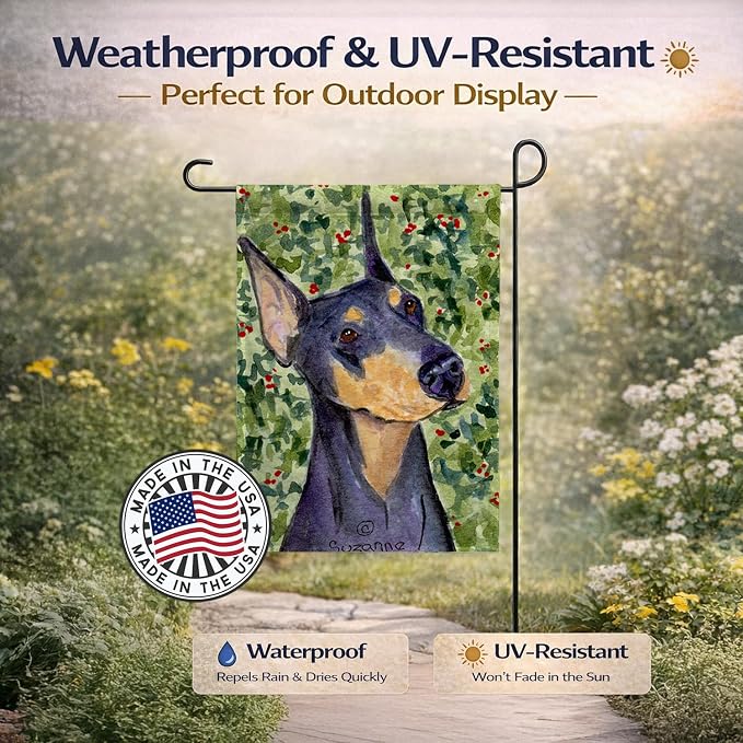 Caroline's Treasures SS8812GF Doberman Garden Flag Mailbox Flag Decorative Yard Flag Banner Outside Patio Artwork Yard Flower Beds, Garden Size, Multicolor