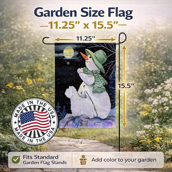 Caroline's Treasures SS8797GF Snowman with Westie Garden Flag Mailbox Flag Decorative Yard Flag Banner Outside Patio Artwork Yard Flower Beds, Garden Size, Multicolor