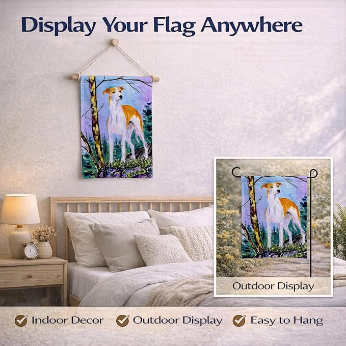 Caroline's Treasures SS8662GF Whippet Garden Flag Mailbox Flag Decorative Yard Flag Banner Outside Patio Artwork Yard Flower Beds, Garden Size, Multicolor