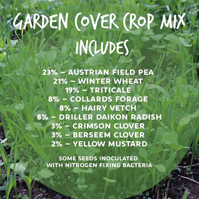 Mountain Valley Seed Co No-Till Farm and Garden Cover Crop Mix Seeds | 25 Lbs Bulk - Blend of Gardening Cover Crop Seeds: Hairy Vetch, Daikon Radish, Forage Collards, Triticale, More