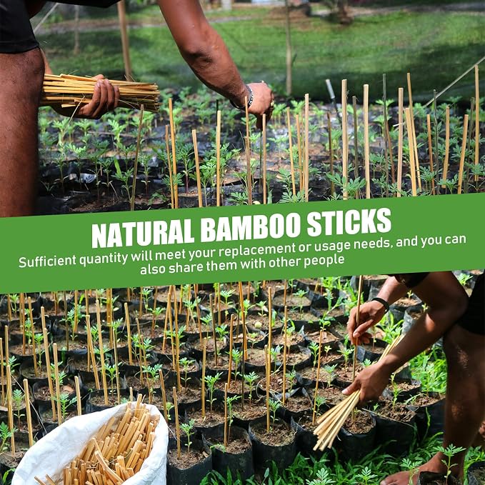 Suclain 30 Pcs Bamboo Plant Stakes Natural Garden Support Sticks for Climbing Plants Sturdy Bamboo Garden Stakes for Tomato, Beans, Flowers and Potted Plants, Vegetables, Indoor & Outdoor (1 ft)