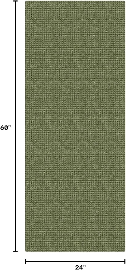 KOZYFLY Woven 2x5 Entry Runner Rug, Washable Runners for Entryway, Non Slip Hallway Rug, Small Throw Carpet Runner for Kitchen, Bedside, Hall, Bathroom, Olive Green/Earthy Green