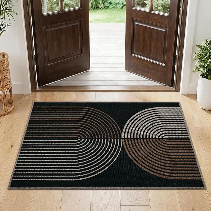 GarveeHome Modern Rainbow Easy Jute 3x5 Patio Rug, Washable Rugs for Entryway Farmhouse Non Slip Indoor Door Mat Carpet for Entry Mudroom Porch Decor
