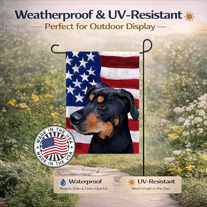 Caroline's Treasures CK6549GF Greek Harehound Dog American Flag Garden Flag Mailbox Flag Decorative Yard Flag Banner Outside Patio Artwork Yard Flower Beds, Garden Size, Multicolor