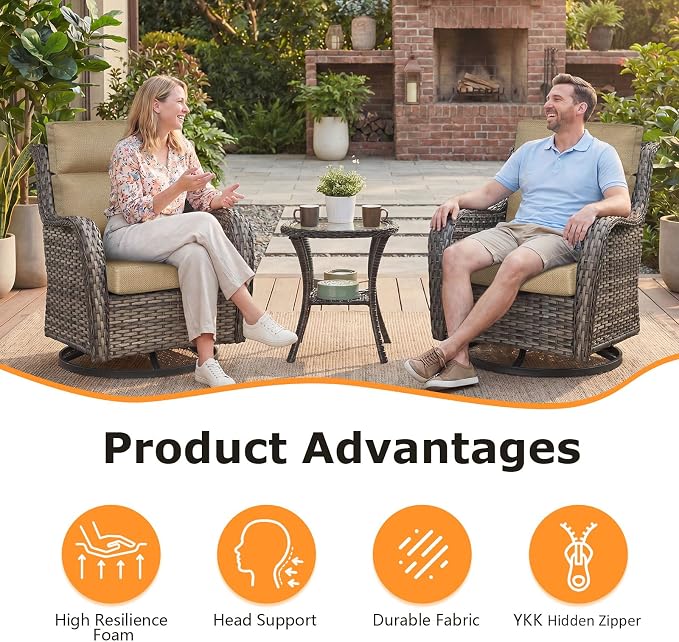 Unimatta Outdoor High Back Chair Cushion Seat Pads, 44 x 21 Inch Water-Repellent & Fade-Resistant Patio Furniture Cushions with Ties for Adirondack, Rocking Chairs, Natural Beige Lattice