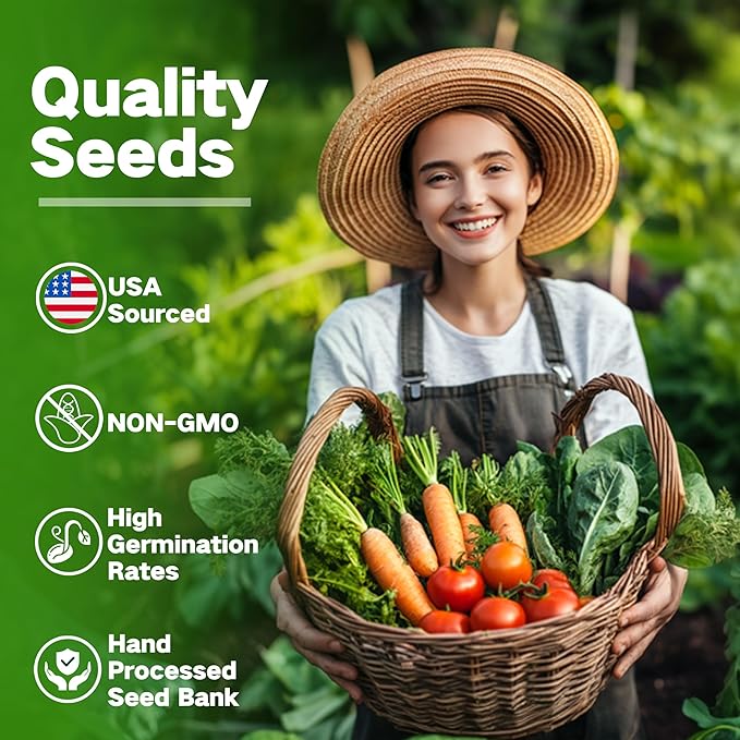 USDA Zone 8 Heirloom Seed Bank, 30,000+ Non-GMO 32 Varieties of Heirloom Seeds for Planting Vegetables Herbs, Survival Seed Kit for Raised Garden Bed Greenhouse, Gardening Gifts for Women Men
