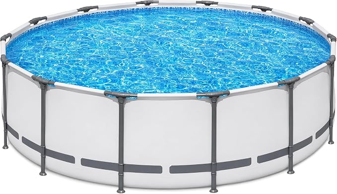 Above Ground Pool 14ft x 42in Steel Frame w/Pump Ladder Cover | 15x48ft, steel frame rust-proof, tool-free setup, 1000gal timer pump, ladder, cover, spare filter. 3-layer PVC liner.