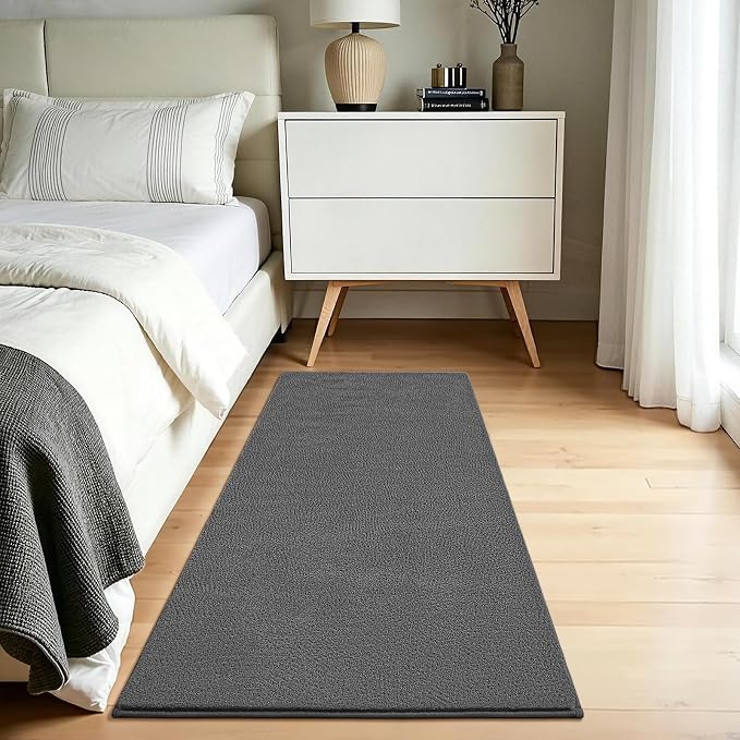 Vasofe 2x4 Hallway Runner Rug,Runner Rug Non Slip, Memory Foam Bedside Rugs | Indoor Thickened Carpet for Bedroom Dorm Kids Boys Room, Washable Medium Pile Shag Fluffy Carpets for Entrance Kitchen, Grey