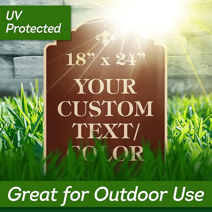 Custom Sign, Customized for Outdoor/Indoor Use, Personalized Designer Style Sign, 18x24 Inch, 24 Colors, Rust-Free Thick AlumaBond - Made by: My Sign Center, USA (Florolex I - Flood)