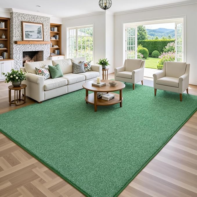 Keeko 5x8 Area Rugs for Living Room,Soft Washable Memory Foam Bedroom Rug | Indoor Throw Rug Low Pile Minimalist Non Slip Carpet for Kids Nursery Classroom Dorm Room Home Decor Green and White