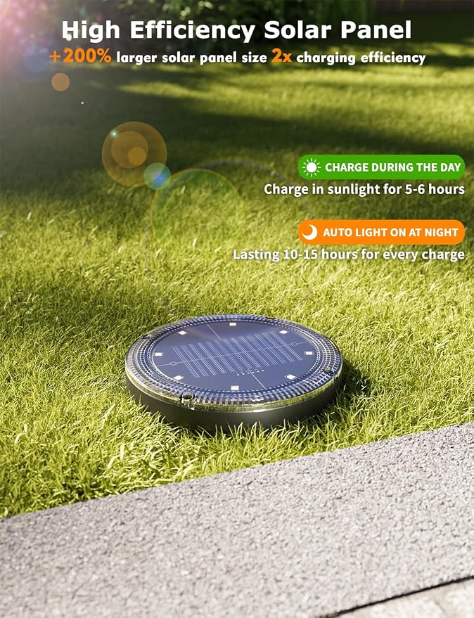 Color Changing Solar Ground Lights with 33ft Long Distance Remote Control - Flat Solar Lights Outdoor Waterproof - Pathway Lights Solar Powered for Yard Decorative Outside Lawn Walkway [12 Pack]