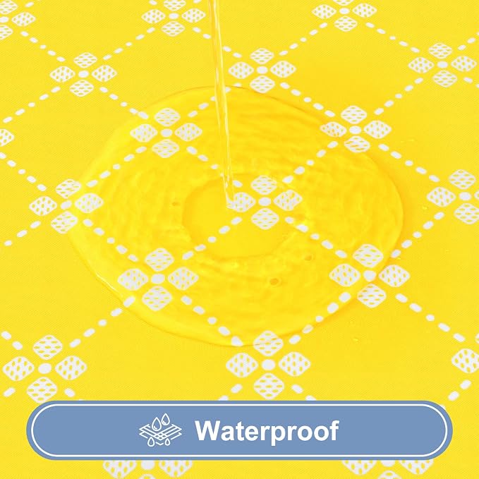 misaya Rectangle Vinyl Table Cloth, Elastic Fitted Tablecloth with Flannel Backing, Waterproof Plastic Table Cover Fits 6 Foot Folding Tables for Picnic, Camping and Outdoor (Yellow, 30" x 72")
