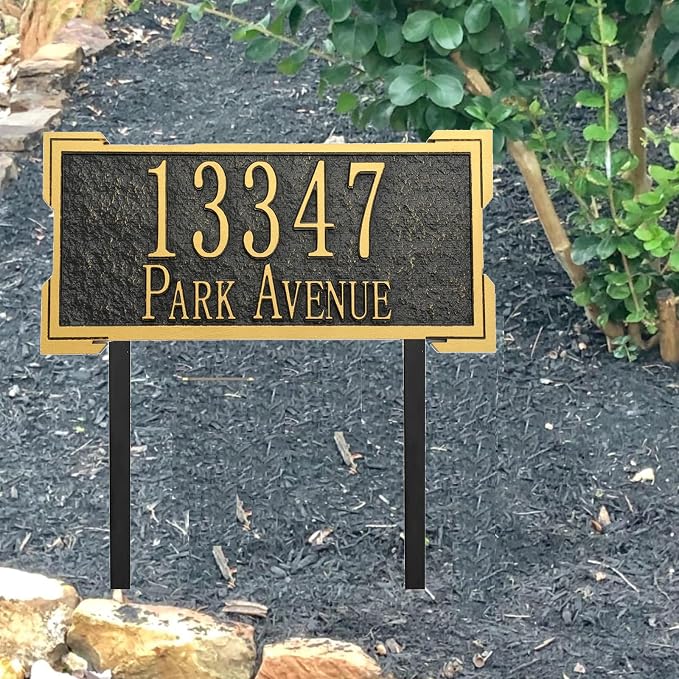 Address Sign Lawn Mounted - Custom House Number Plaque Sign,House Address Numbers for Outside House,Yard,Garden,Grass,Ground,Drive Way,Lawn, 4 Colors,12''x 5''