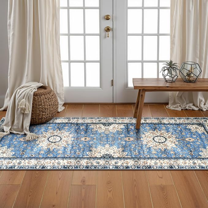 Lahome Felice Oriental Washable Runner Rug, 2x5 Non-Slip Kitchen Runners Rug Bathroom Runner Rug, Ultra Soft Non-Shedding Indoor Runners for Hallways Entryway Bedside Camper