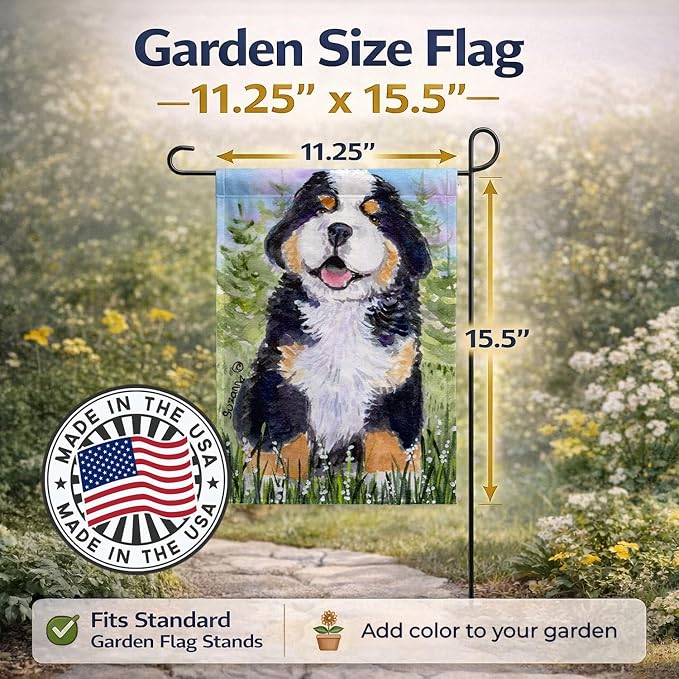 Caroline's Treasures SS8750GF Bernese Mountain Dog Garden Flag Mailbox Flag Decorative Yard Flag Banner Outside Patio Artwork Yard Flower Beds, Garden Size, Multicolor