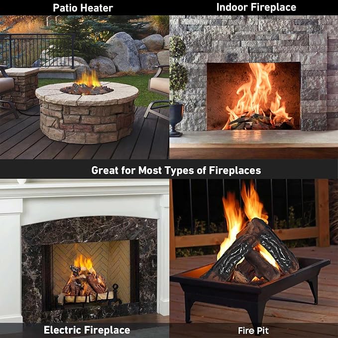 Stanbroil Small Ceramic Gas Logs, 10 Piece Set of Decoration Ceramic Fiber Wood Logs for All Types of Ventless, Gel, Ethanol, Electric, Gas Inserts, Propane, Indoor or Outdoor Fireplaces & Fire Pits
