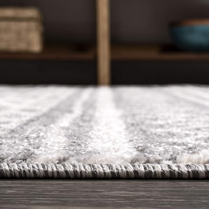 JONATHAN Y Imlil Tribal Stripe Light Gray/Cream Runner Rug, 2x10, Geometric, Bohemian, Casual, Easy-Cleaning for Living Room, Bedroom, Kitchen, Pet Friendly, Non-Shedding (MOH303A-210)