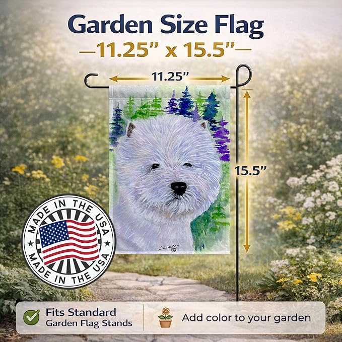 Caroline's Treasures SS8002GF Westie Garden Flag Mailbox Flag Decorative Yard Flag Banner Outside Patio Artwork Yard Flower Beds, Garden Size, Multicolor