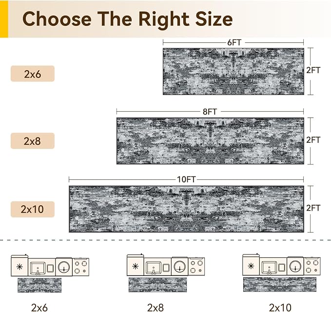 RELEANY Washable Runner 2'x6' Abstract Area Rug for Hallway Black White | Carpet for Kitchen, Entryway, Bathroom, Living Room, Bedroom, Printed Pattern, Non‑Slip, Soft, Stain‑Resistant, Easy to Clean