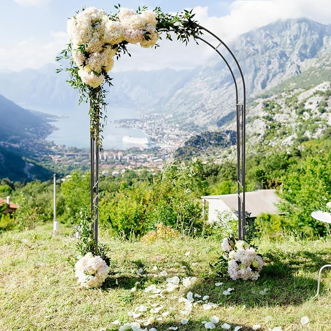 Giantex Garden Arch Trellis - 7.2FT Metal Arbor for Garden Entryway Climbing Plants Rose, 4 Stakes, Outdoor Wedding Archway Pergola for Ceremony Bridal Party Decoration