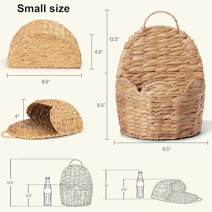Door Basket Scalloped Hanging Storage Basket,Water Hyacinth Woven Wall Baskets for Front Door Decor, Hangable Storage Organize for Flowers,Planter,Mails,Wicker Baskets for Organizing Garden - S