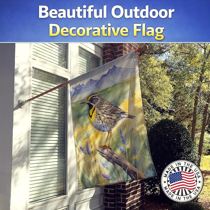 Caroline's Treasures Wyoming Western Meadowlark House Flag Large Porch Sleeve Pole Decorative Outside Yard Banner Artwork Wall Hanging, Polyester, House Size, Multicolor