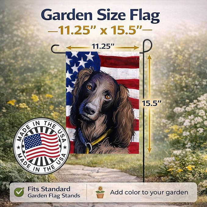 Caroline's Treasures CK6685GF Saint-Usuge Spaniel Dog American Flag Garden Flag Mailbox Flag Decorative Yard Flag Banner Outside Patio Artwork Yard Flower Beds, Garden Size, Multicolor