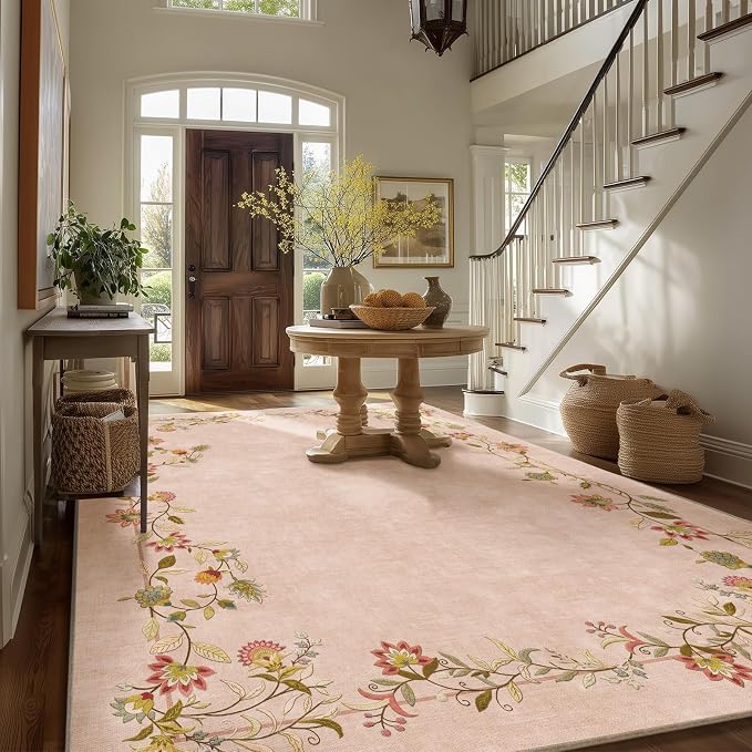 6x9 Area Rugs for Living Room: Washable Bedroom Rug Stain Resistant Non Slip Low Pile Ultra Soft Faux Wool Lightweight Large Rugs for Dining Room Kitchen Farmhouse Nursery Home Office Indoor