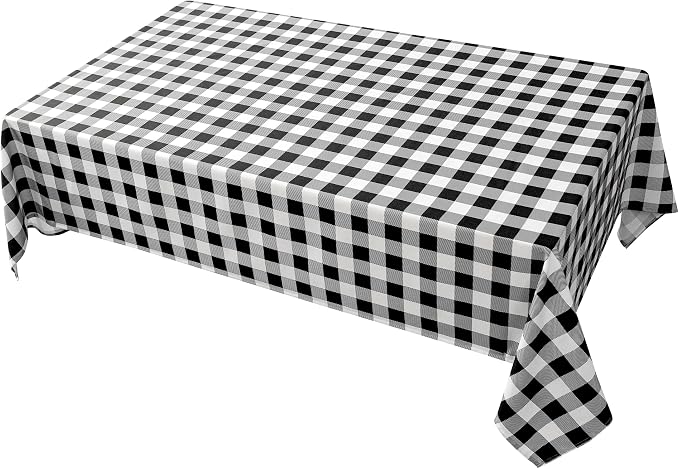 Classic Gingham Plaid Tablecloth Fabric - Rectangular 58x102 Inch Water Resistant Checked Table Cloth for Indoor/Outdoor Use - Table Cover for Kitchen, Picnics, Gardens, and Parties