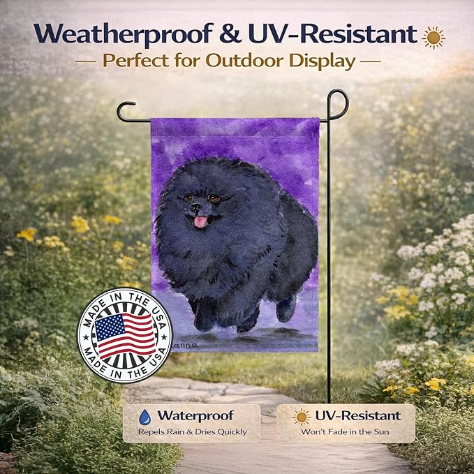 Caroline's Treasures SS8686GF Pomeranian Garden Flag Mailbox Flag Decorative Yard Flag Banner Outside Patio Artwork Yard Flower Beds, Garden Size, Multicolor