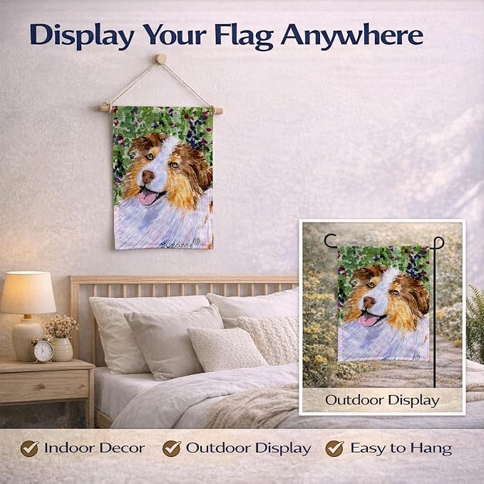 Caroline's Treasures SS8819GF Australian Shepherd Garden Flag Mailbox Flag Decorative Yard Flag Banner Outside Patio Artwork Yard Flower Beds, Garden Size, Multicolor