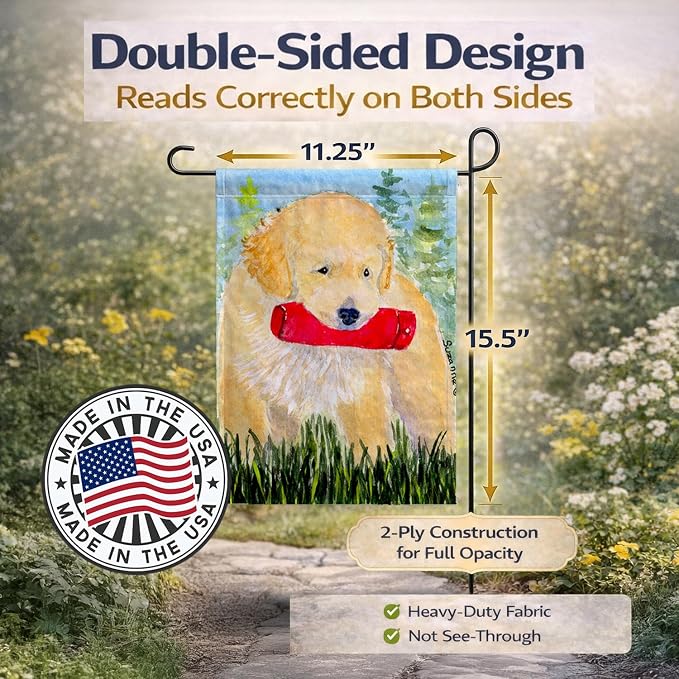Caroline's Treasures SS8858GF Golden Retriever Garden Flag Mailbox Flag Decorative Yard Flag Banner Outside Patio Artwork Yard Flower Beds, Garden Size, Multicolor