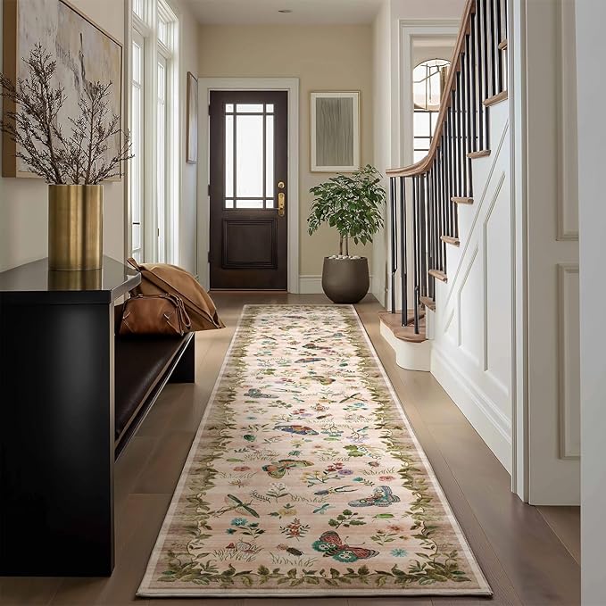 Machine Washable Hallway Runner Rugs: 2'x10' Kitchen Runner Stain Resistant Non Slip Low Pile Soft Carpet Runners for Hallways Indoor Entryway Kitchen Laundry Room Bedroom Bathroom Farmhouse