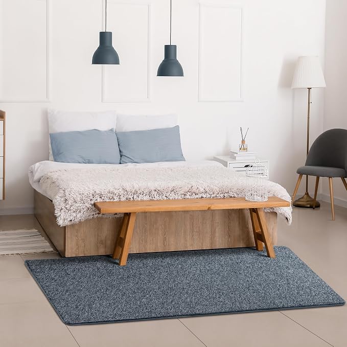 Chicrug Memory Foam 2x6 Runner Rugs for Hallway Entryway Bedroom | Low-Pile Soft Carpet Runner Rug for Kitchen, 6ft Kids Rug for Bedside Dorm Room Decor, Blue and White